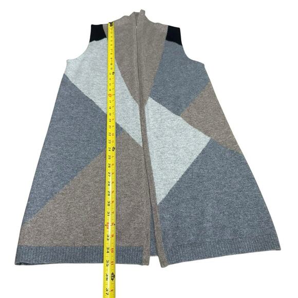Belford Sleeveless Cardigan 100% Cashmere Color block Tan Small Quiet Luxury - Picture 8 of 8
